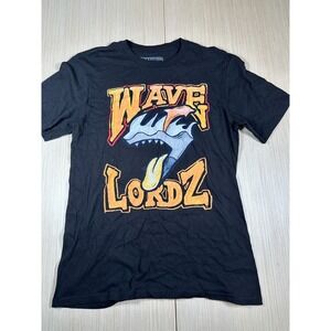 Pink + Dolphin T-Shirt Mens Black Waves Lordz Graphic Print Crew Neck‎ Pullover